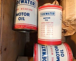 TIDEWATER MOTOROIL CANS