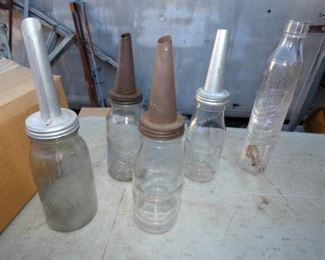 EARLY GLASS OIL BOTTLES