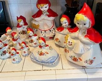 Collectible little red riding Cookie Jars and creamers