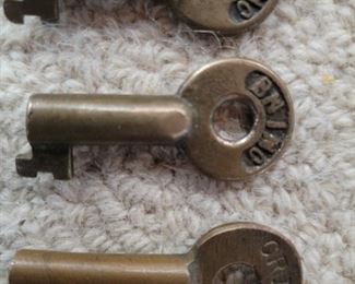 Antique Brass Railroad Keys 