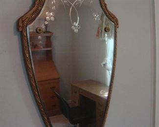 Antique shield mirror