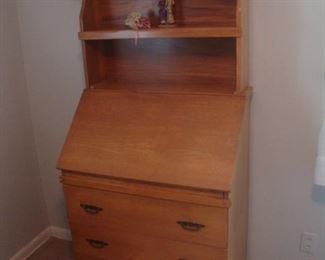 Solid maple drop front  desk with shelf