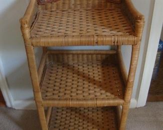 Woven wicker shelf