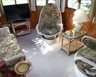 Rattan swivel chairs and loveseat