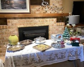 Ceramic, lighted Christmas tree, Terry Redlin print