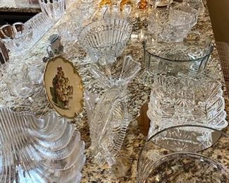 Crystal and cut glass serving pieces
