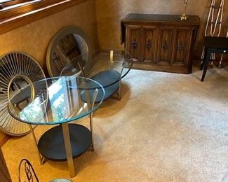 accent glass, tables.  Mirrors