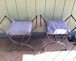 Hollywood Regency Style Vanity wrought iron benches. HEAVY