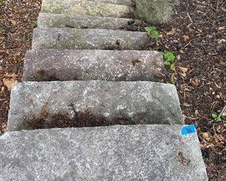 15 stone steps. Great landscaping items Steps each measure about 3" x 18" x 5". 