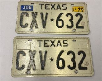 air of Texas License Plates in good condition with some wear. 