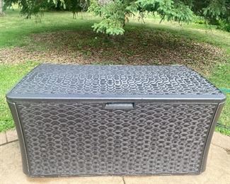 Suncast Outdoor Storage Chest in good condition with light wear associate with outdoor use. Contents not included. 