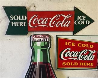 Collection of Seven Coca-Cola Metal Signs (Reproduction) . A very nice collection of nostalgic Coca- Cola Signs. 

The largest sign measures 40"