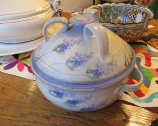 Art Pottery, Blue bonnets, signed