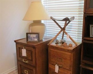 total 4 Oak File Cabinets, 2 large and 2 smaller