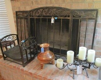 Fire Screen & Wood Caddy