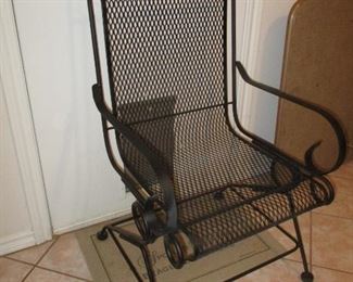 Iron Patio Chair, Spring Tension Rocker