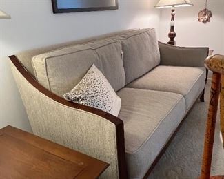 BEAUTIFUL WOOD FRAMED COUCH...PAIR OF MATCHING CHAIRS