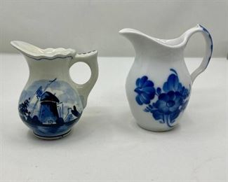 Delft And Royal Copenhagen Blue & White Porcelain Creamers, 2 PCS.
Lot #: 47