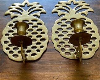 Pair Of Brass Pineapple Candle Sconces, 2 PCS.
Lot #: 5
