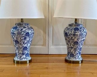 Pair Of Blue & White Safavieh Table Lamps On Brass Tone Metal Base, 2 PCS.
Lot #: 2