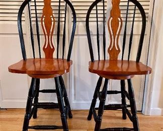Pair Of Black Painted Wooden Counter Chairs With Swivel Seats, 2 PCS.
Lot #: 42