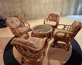 Vintage Lane Venture Rattan Swivel Chairs And Table On Casters With Removable Glass Top, 14 PCS.
Lot #: 18