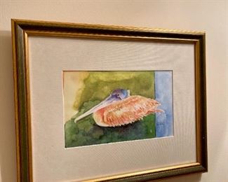 Janie Prete "Pelican" Watercolor On Paper