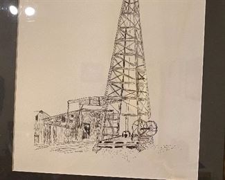 Pen and ink drawings of Oil Industry. Very nice