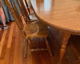 dining room table, six chairs, breakfront, drysink