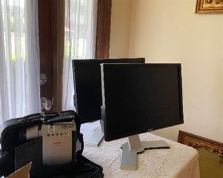 A few monitors, office items