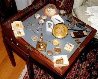 Gold pocket watches, early ladies writing desk