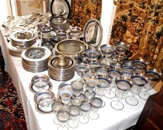 Sterling laced glass dinnerware