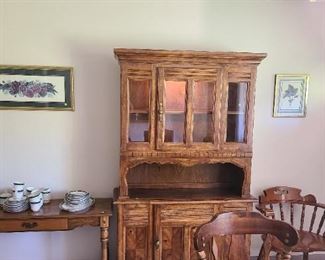 Lighted china cabinet with matching buffet table
