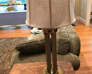 Exceptional brass column lamp.