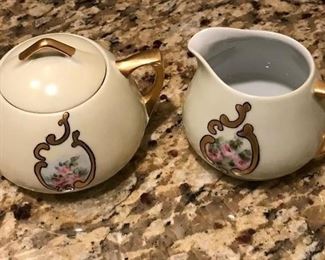 Antique Austrian lidded sugar and creamer