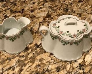 Antique KPM lidded sugar and creamer