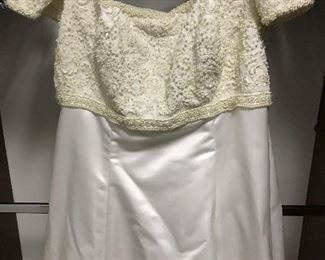 Beautiful beaded wedding dress and veil