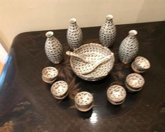 Vintage oriental enameled saki set