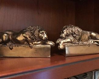Lions brass bookends