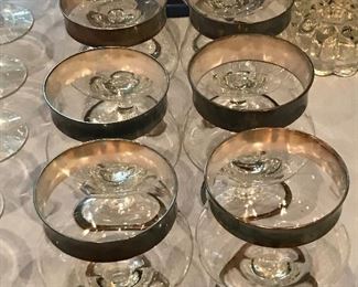 Shrimp cocktail set with silver rims