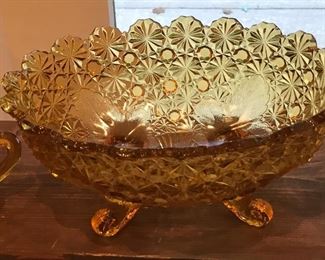 Amberine footed center bowl