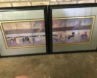 Interesting pair of oriental horse prints