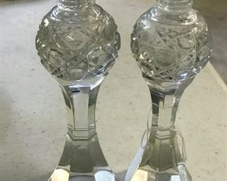 Large tall crystal salt and pepper