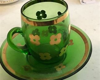 Depression glass demitasse cup and saucer