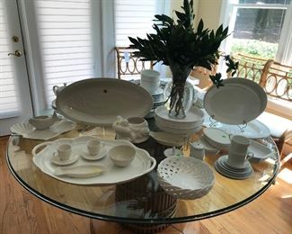 Assorted white china in the kitchen