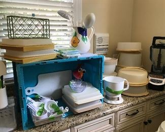 Laundry room with lots of tupperware
