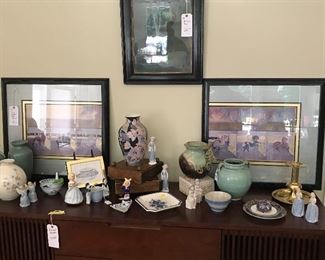 Artwork, pottery, prints and figurines in the great room