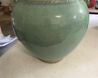 pottery two handled vase