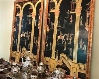 Two large Asian panels