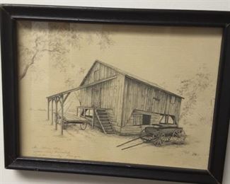 Large collection of pen and pencil drawings by local artists  Lois Theiss of local landmarks.